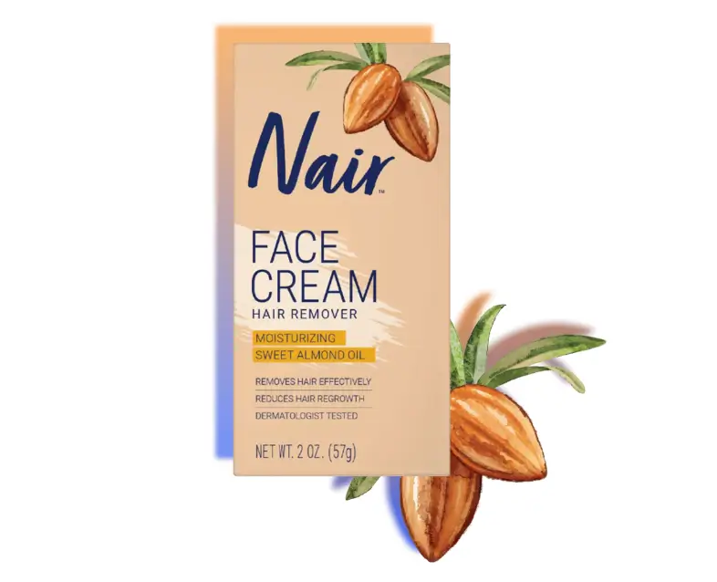 Nair Hair Remover Moisturizing Face Cream, with Sweet Almond Oil, 2OZ - Best Facial Hair Remover For Woman