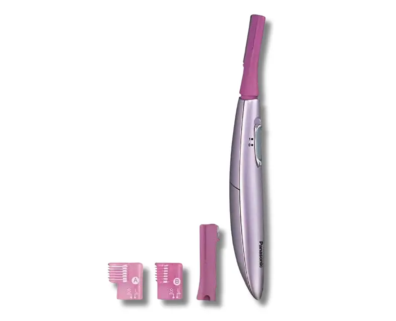 Panasonic Women’s Facial Hair Remover and Eyebrow Trimmer with Pivoting Head, Includes 2 Gentle Blades for Brow and Face and 2 Eyebrow Trim Attachments, Battery-Operated – ES2113PC - Best Facial Hair Remover For Woman