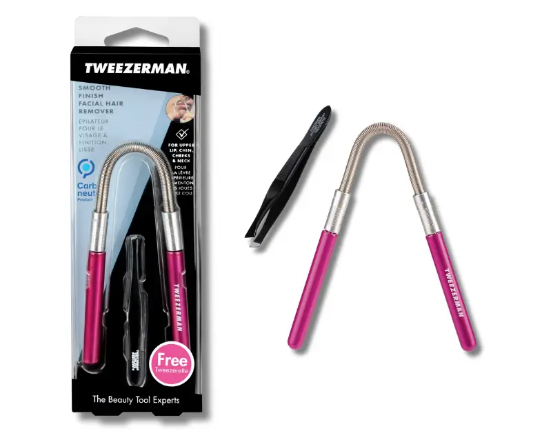 Tweezerman Smooth Finish Facial Hair Remover with Free Tweezerette, Pink - Best Facial Hair Remover For Woman