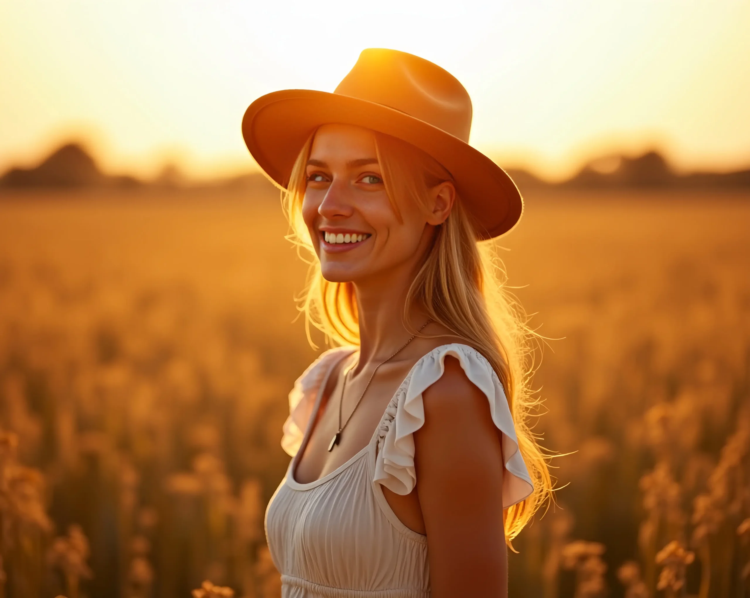 wide-brimmed-camel-fedora-worn-by-a-woman-dressed-in-a-flowing-midi-dress-Clothing Accessories for Women