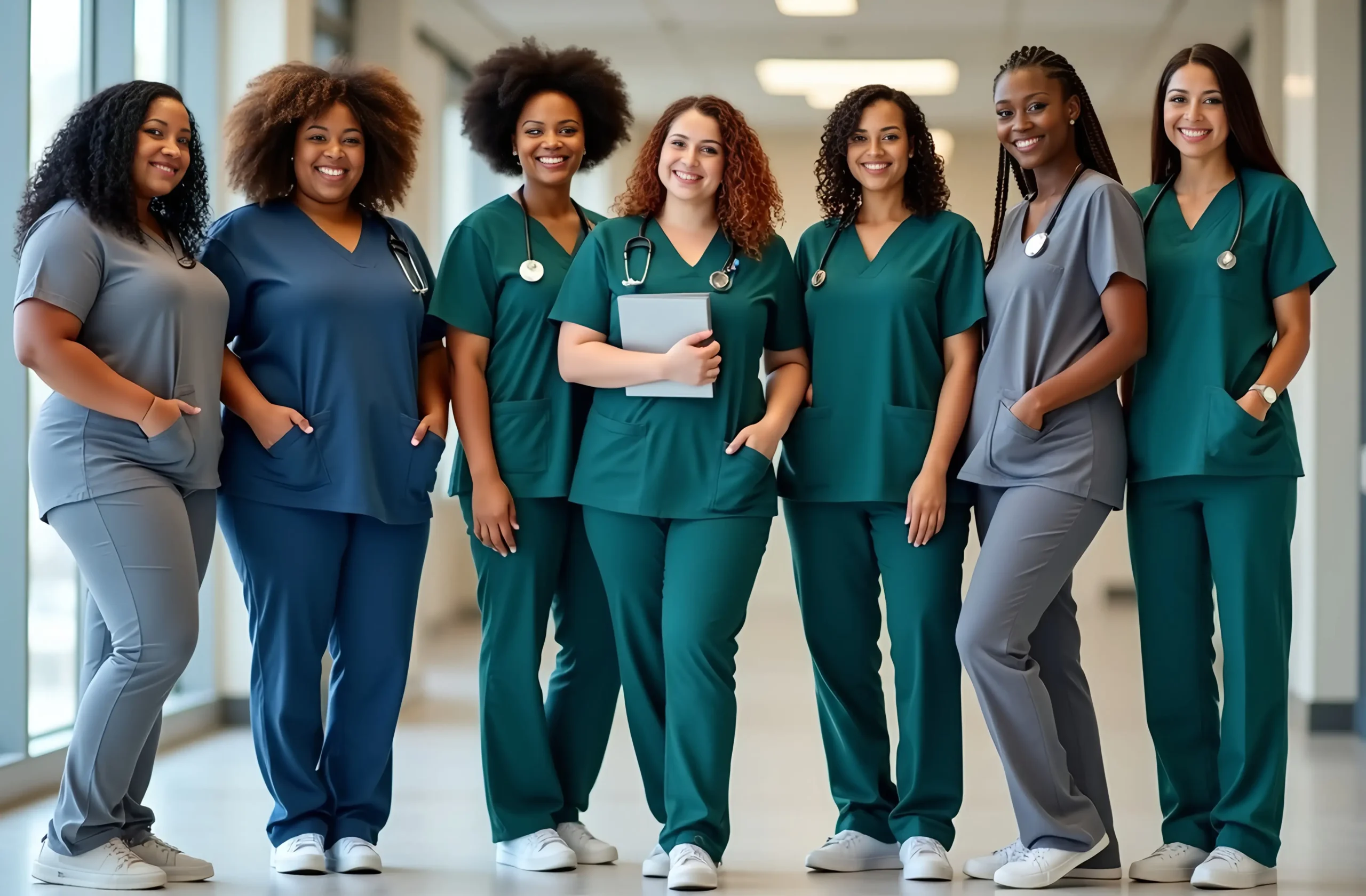 healthcare-professionals-including-curvy-women-Best scrubs for curvy women