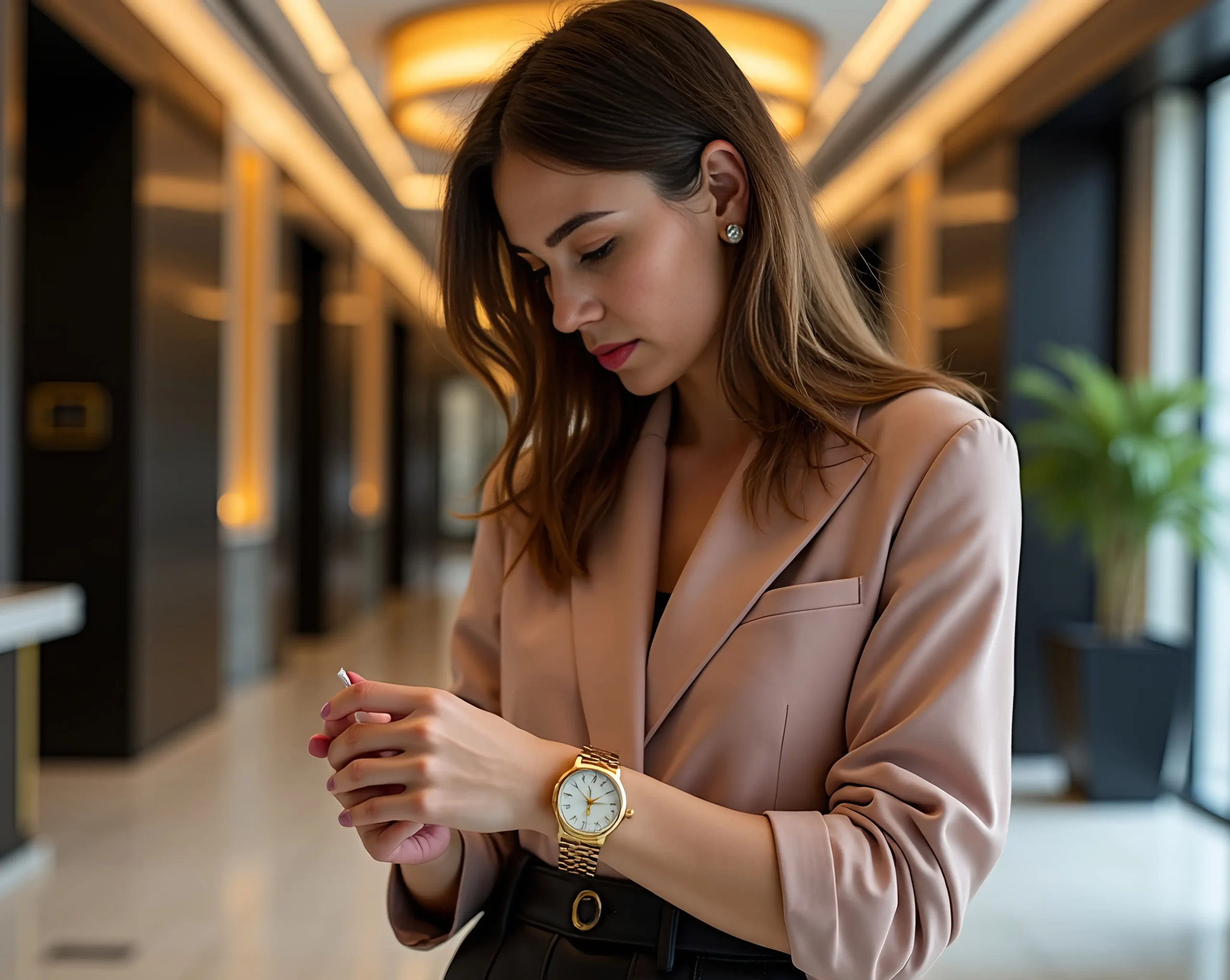 woman-checking-her-gold-vintage-style-watch-Clothing Accessories for Women