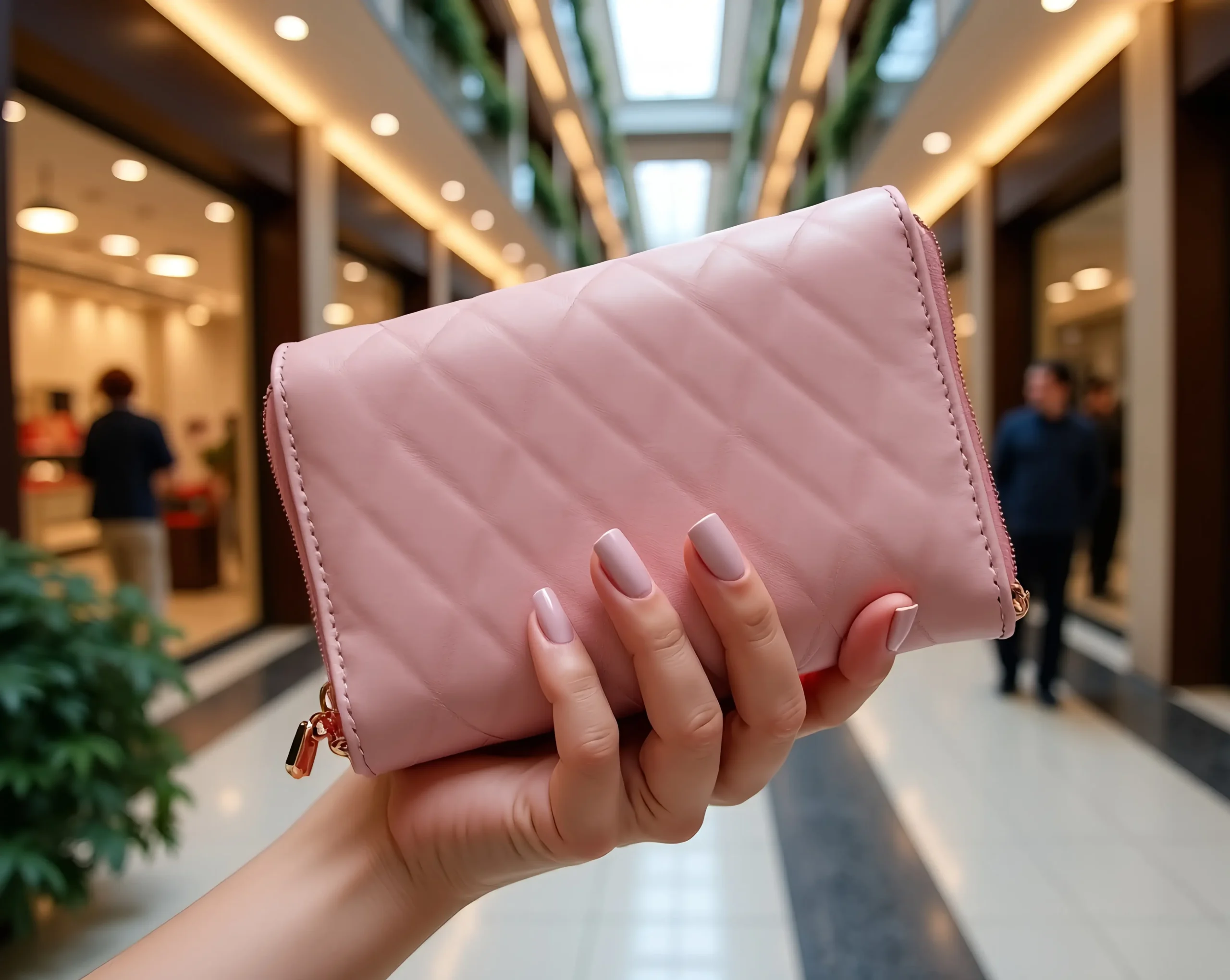 blush-pink-wallet-with-rose-gold-accents-Clothing Accessories for Women