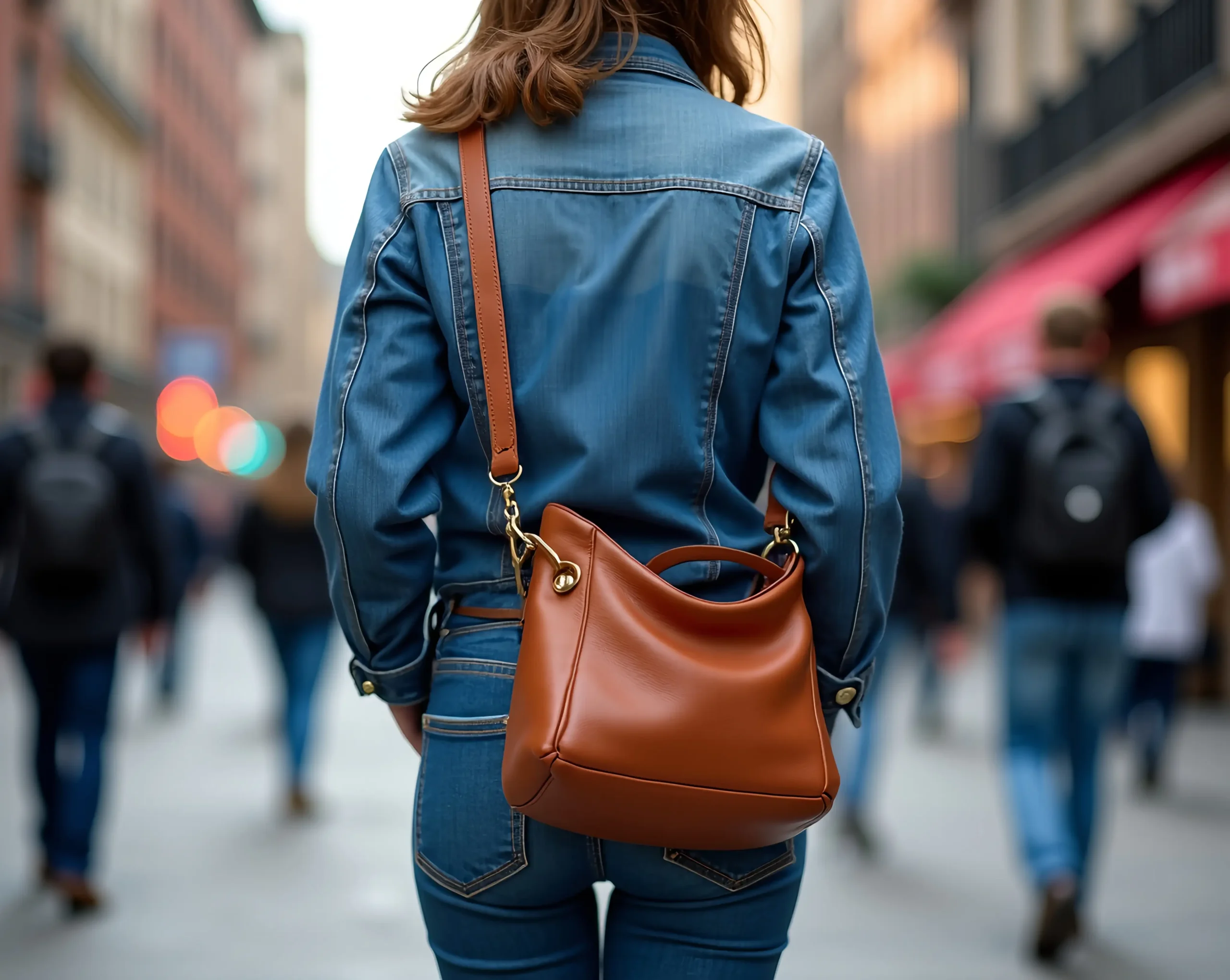 woman-wearing-a-slouchy-brown-shoulder-bag-over-a-casual-denim-jacket-and-jeans-Clothing Accessories for Women